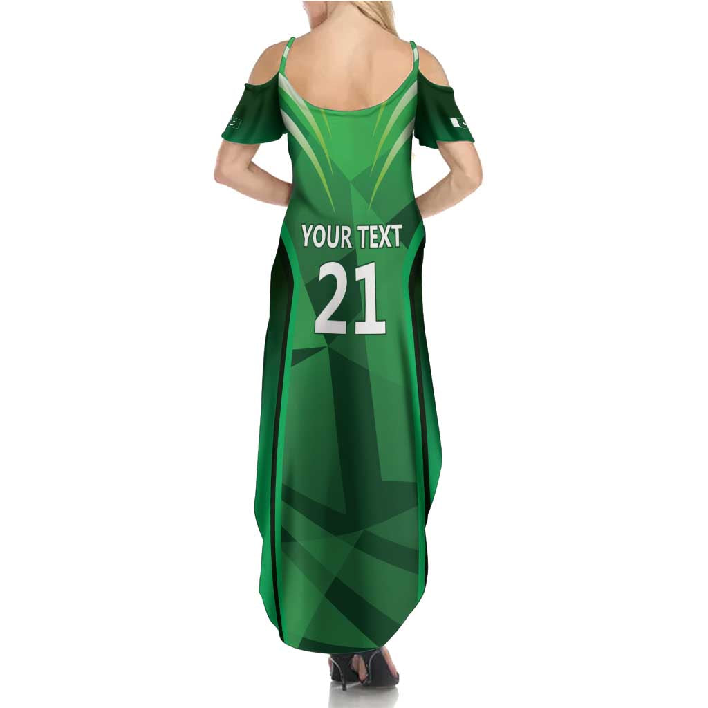 Pakistan Cricket Custom Summer Maxi Dress The Green Shirts with Sporty Pattern - Wonder Print Shop