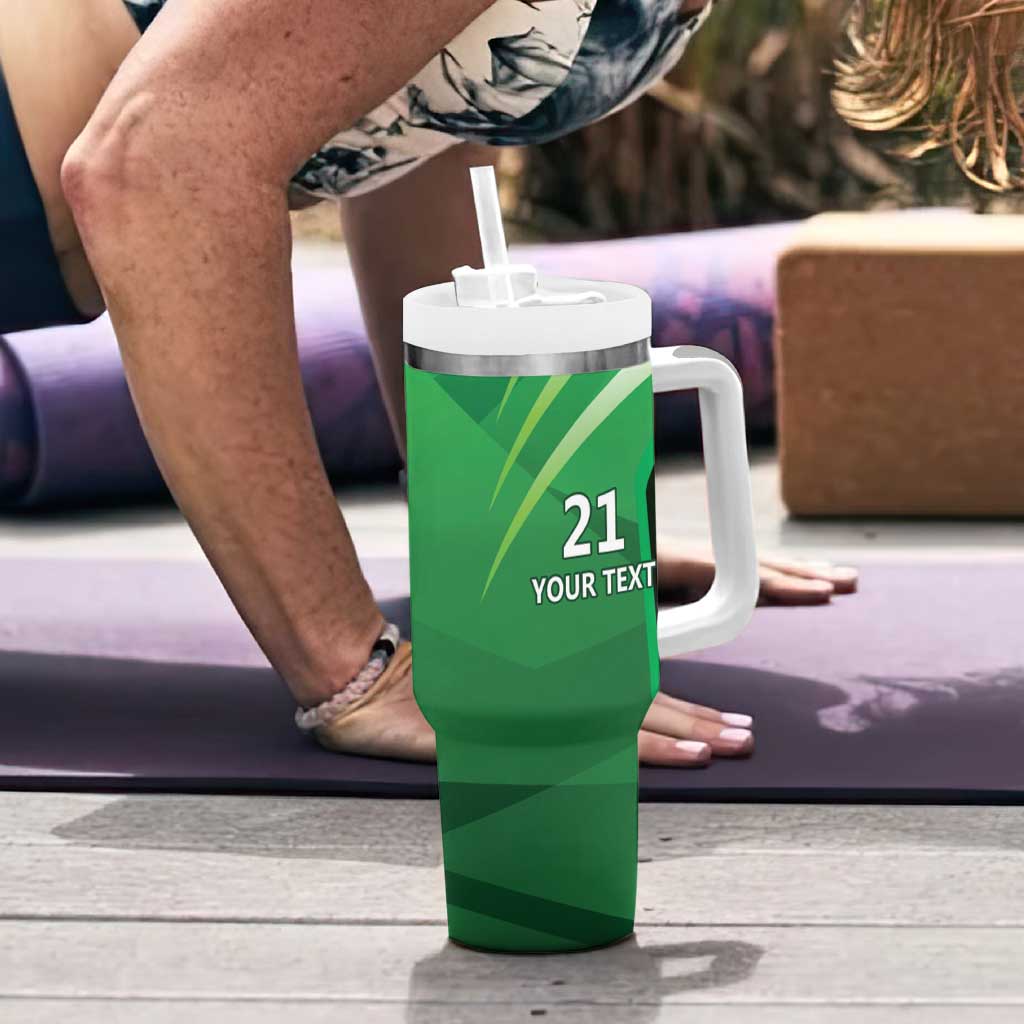 Pakistan Cricket Custom Tumbler With Handle The Green Shirts with Sporty Pattern - Wonder Print Shop