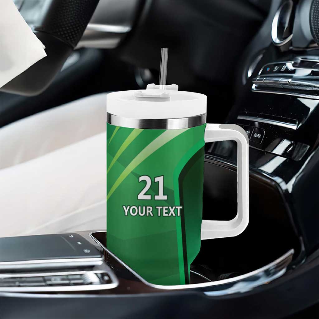Pakistan Cricket Custom Tumbler With Handle The Green Shirts with Sporty Pattern - Wonder Print Shop