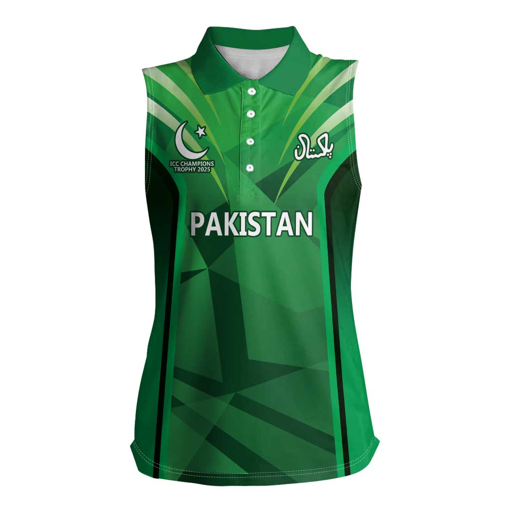 Pakistan Cricket Custom Women Sleeveless Polo Shirt The Green Shirts with Sporty Pattern - Wonder Print Shop