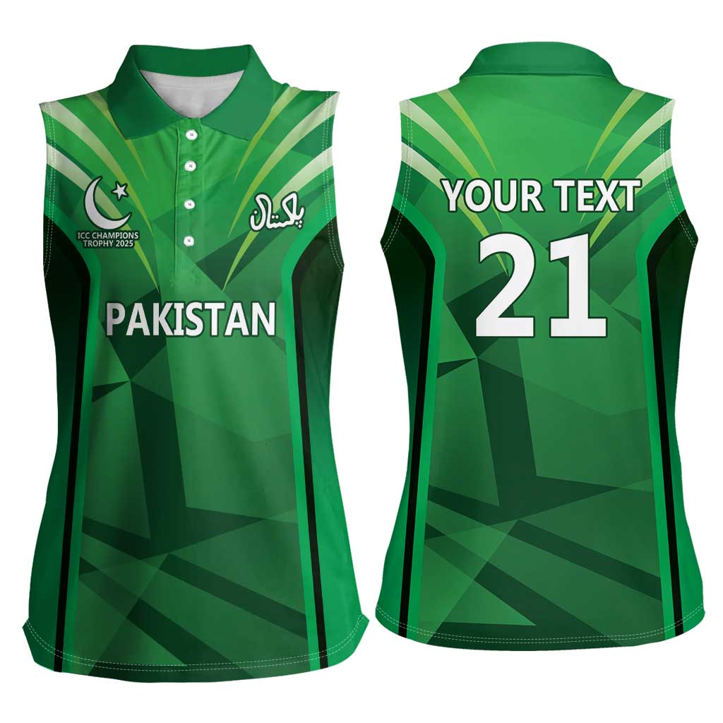 Pakistan Cricket Custom Women Sleeveless Polo Shirt The Green Shirts with Sporty Pattern - Wonder Print Shop
