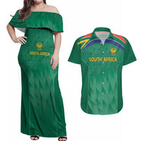 South Africa Cricket Custom Couples Matching Off Shoulder Maxi Dress and Hawaiian Shirt Proteas Green LT9 - Wonder Print Shop