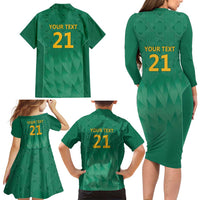 South Africa Cricket Custom Family Matching Long Sleeve Bodycon Dress and Hawaiian Shirt Proteas Green LT9 - Wonder Print Shop