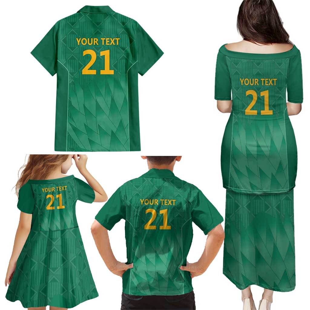 South Africa Cricket Custom Family Matching Puletasi and Hawaiian Shirt Proteas Green - Wonder Print Shop