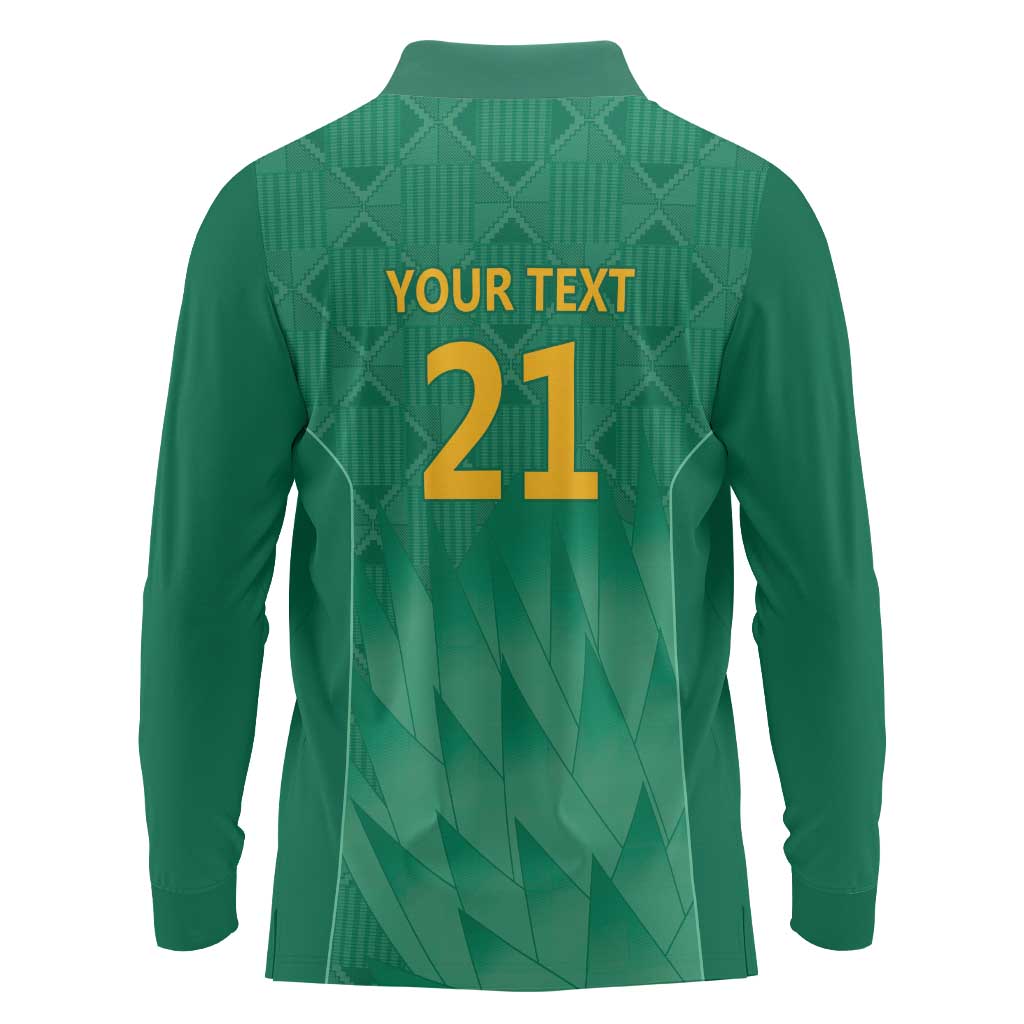 South Africa Cricket Custom Long Sleeve Polo Shirt Proteas Green - Wonder Print Shop