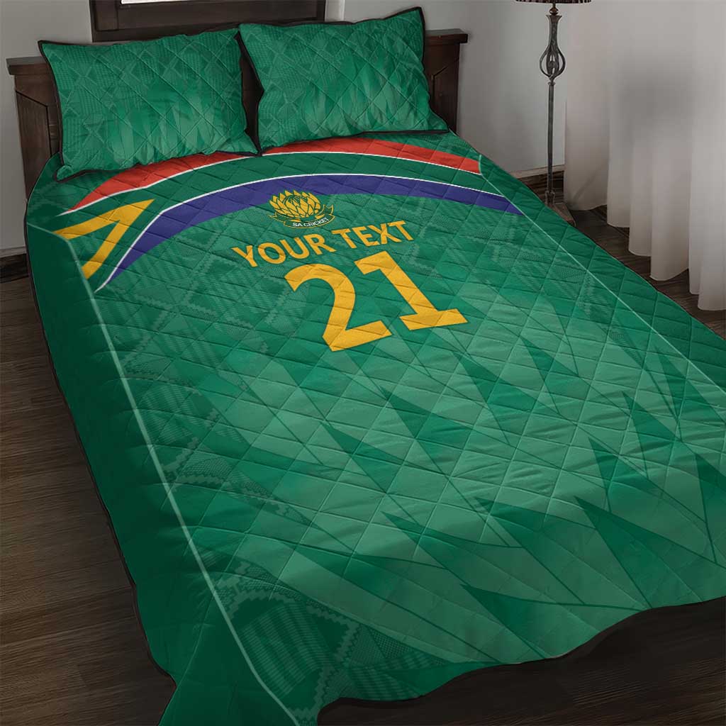 South Africa Cricket Custom Quilt Bed Set Proteas Green - Wonder Print Shop