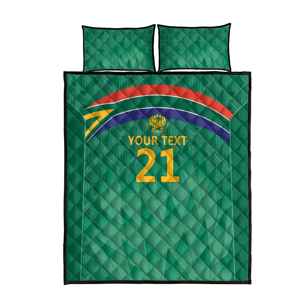 South Africa Cricket Custom Quilt Bed Set Proteas Green - Wonder Print Shop