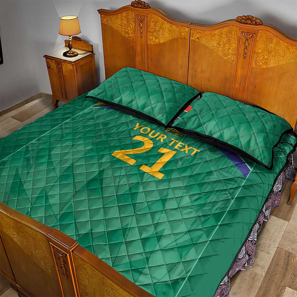 South Africa Cricket Custom Quilt Bed Set Proteas Green - Wonder Print Shop
