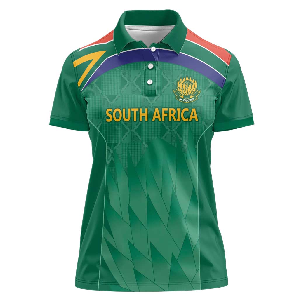 South Africa Cricket Custom Women Polo Shirt Proteas Green - Wonder Print Shop