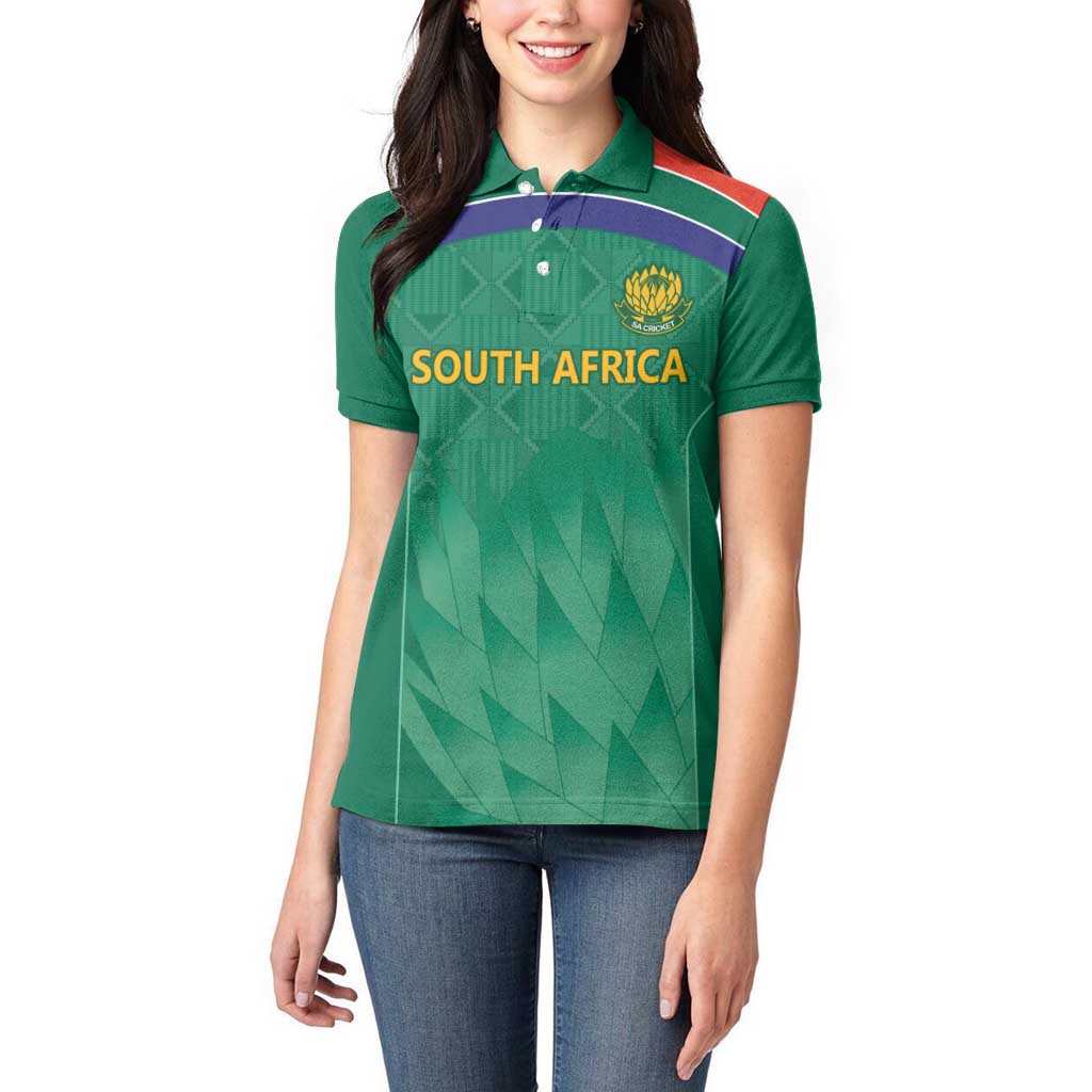 South Africa Cricket Custom Women Polo Shirt Proteas Green - Wonder Print Shop