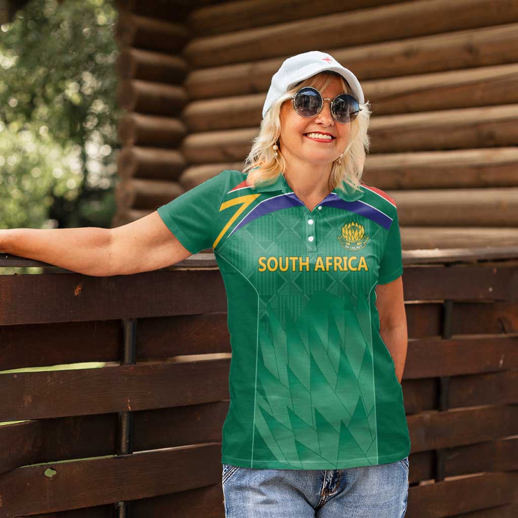 South Africa Cricket Custom Women Polo Shirt Proteas Green - Wonder Print Shop