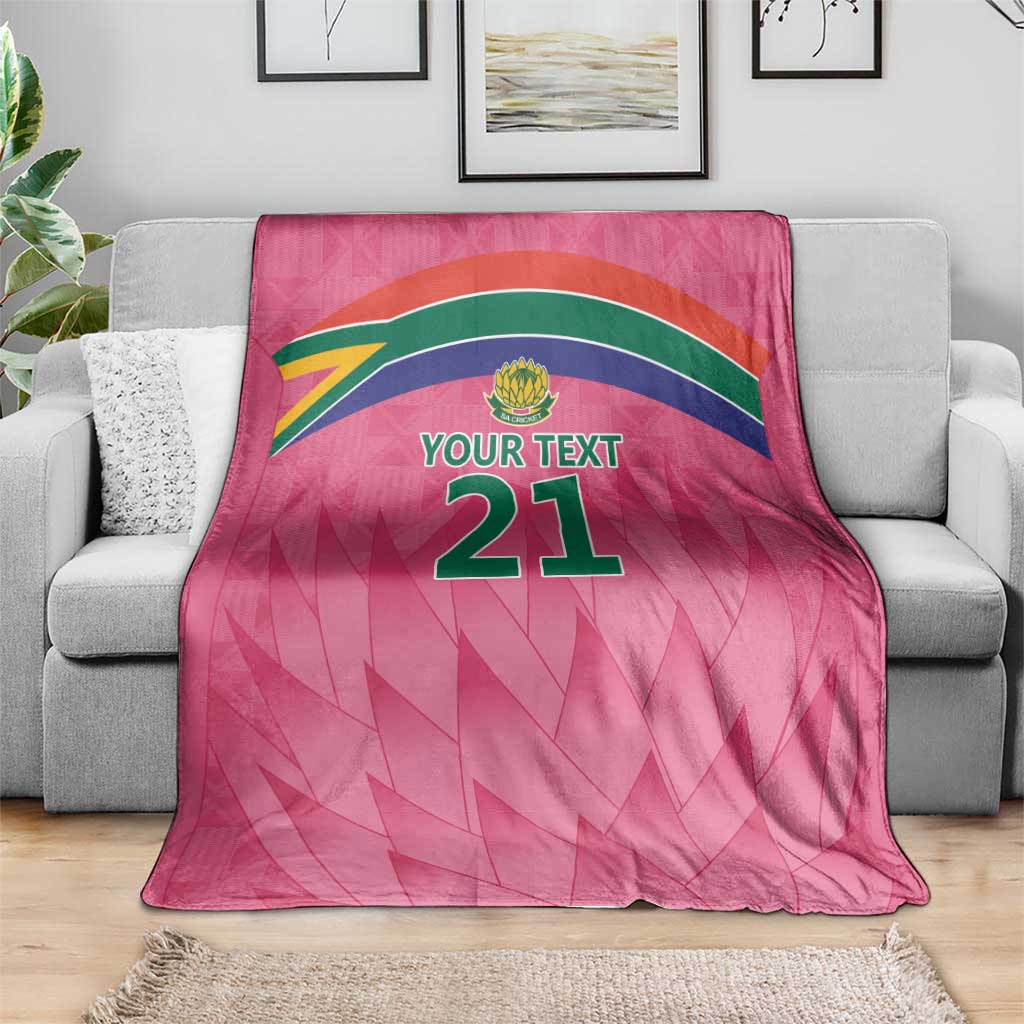 South Africa Cricket Custom Blanket Proteas Pink