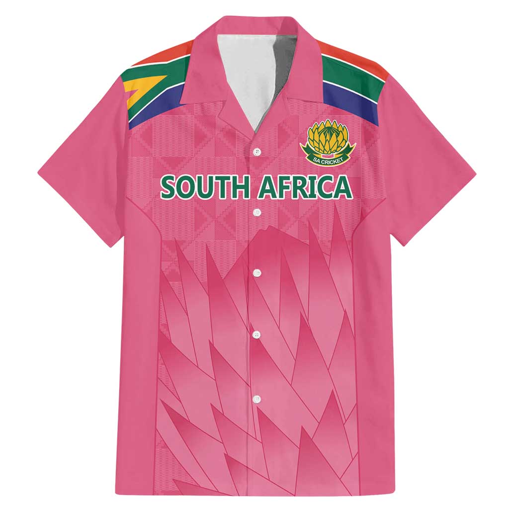 South Africa Cricket Custom Family Matching Mermaid Dress and Hawaiian Shirt Proteas Pink LT9 - Wonder Print Shop
