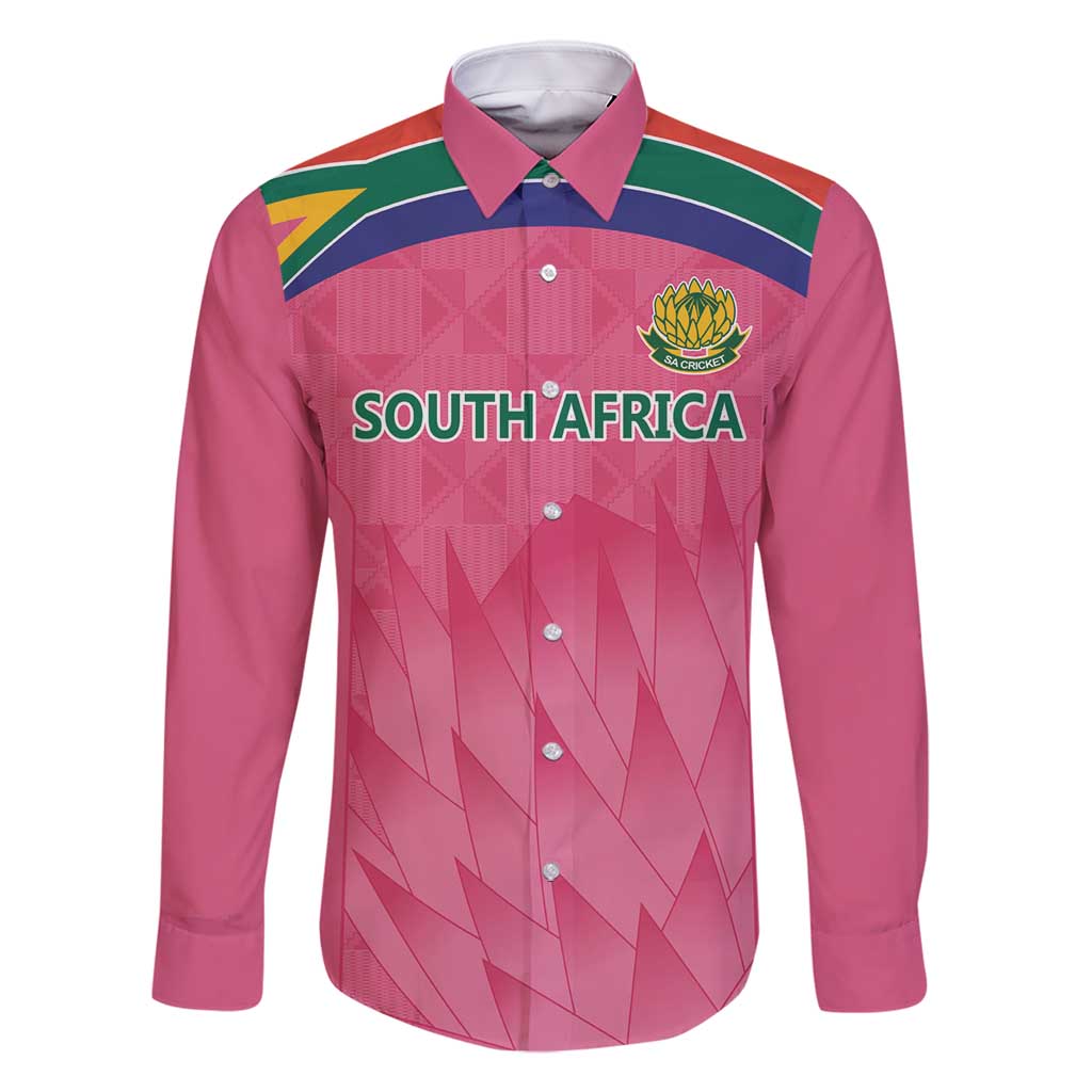 South Africa Cricket Custom Family Matching Off Shoulder Short Dress and Hawaiian Shirt Proteas Pink LT9 - Wonder Print Shop