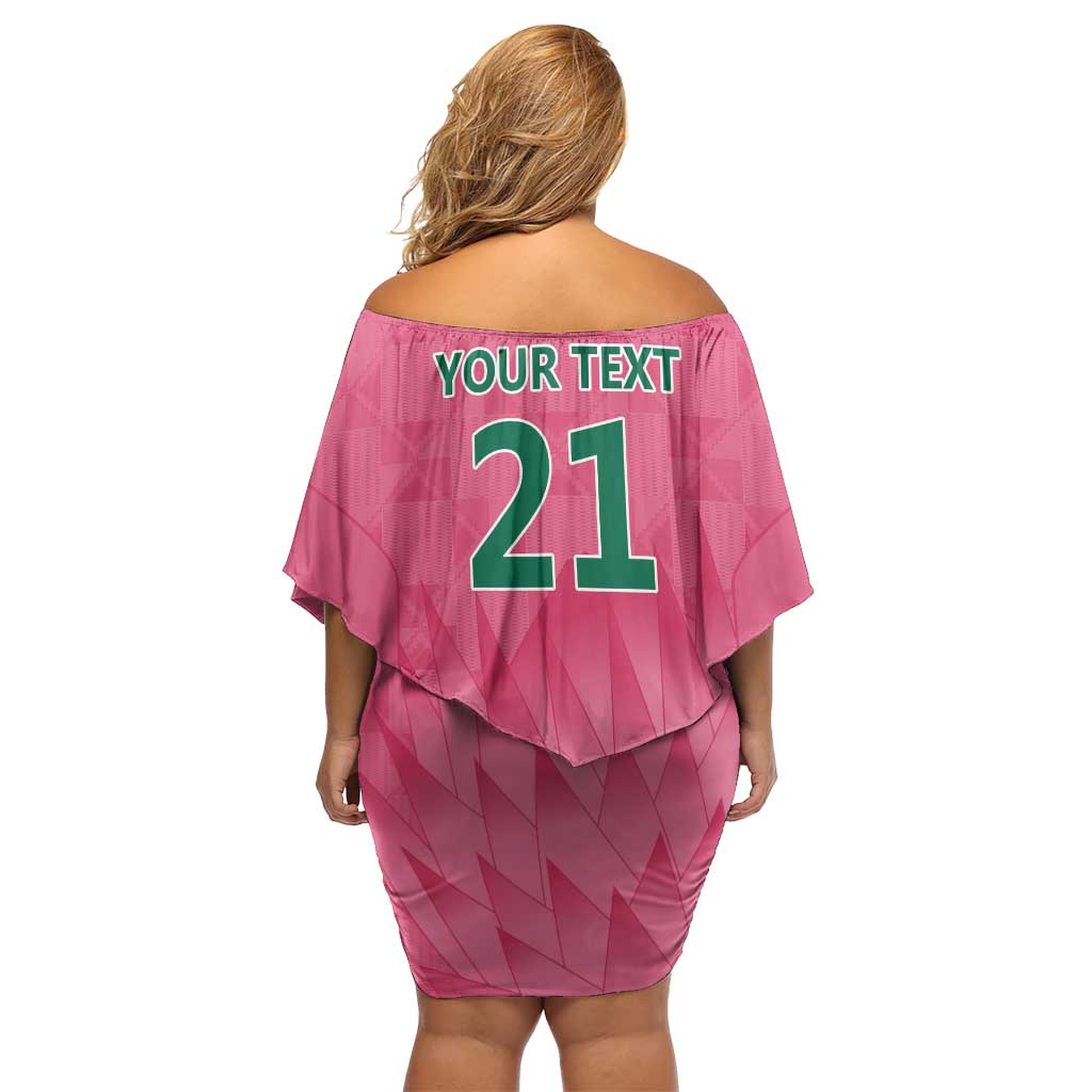 South Africa Cricket Custom Family Matching Off Shoulder Short Dress and Hawaiian Shirt Proteas Pink LT9 - Wonder Print Shop