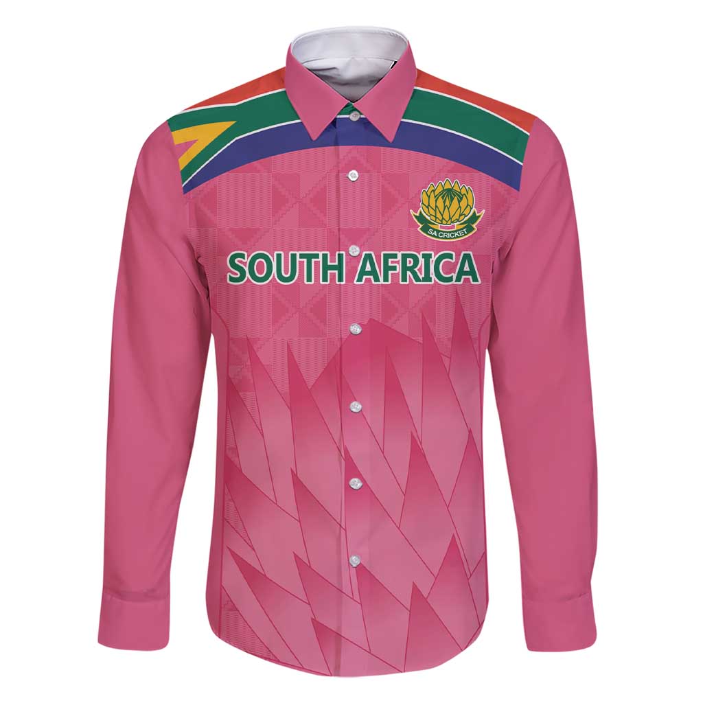 South Africa Cricket Custom Family Matching Short Sleeve Bodycon Dress and Hawaiian Shirt Proteas Pink - Wonder Print Shop