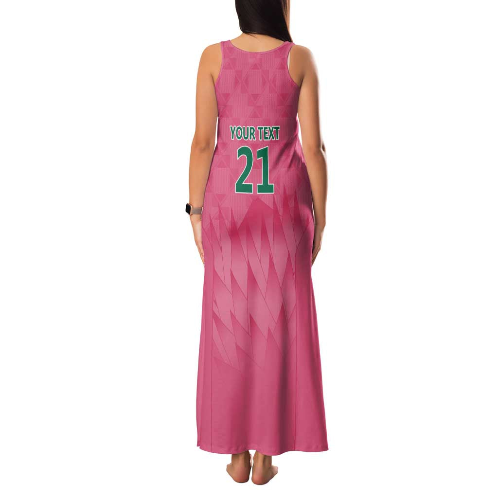South Africa Cricket Custom Family Matching Tank Maxi Dress and Hawaiian Shirt Proteas Pink - Wonder Print Shop