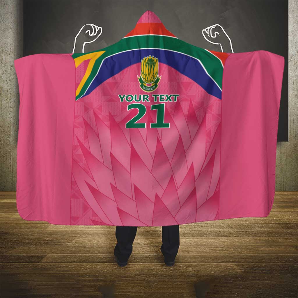 South Africa Cricket Custom Hooded Blanket Proteas Pink