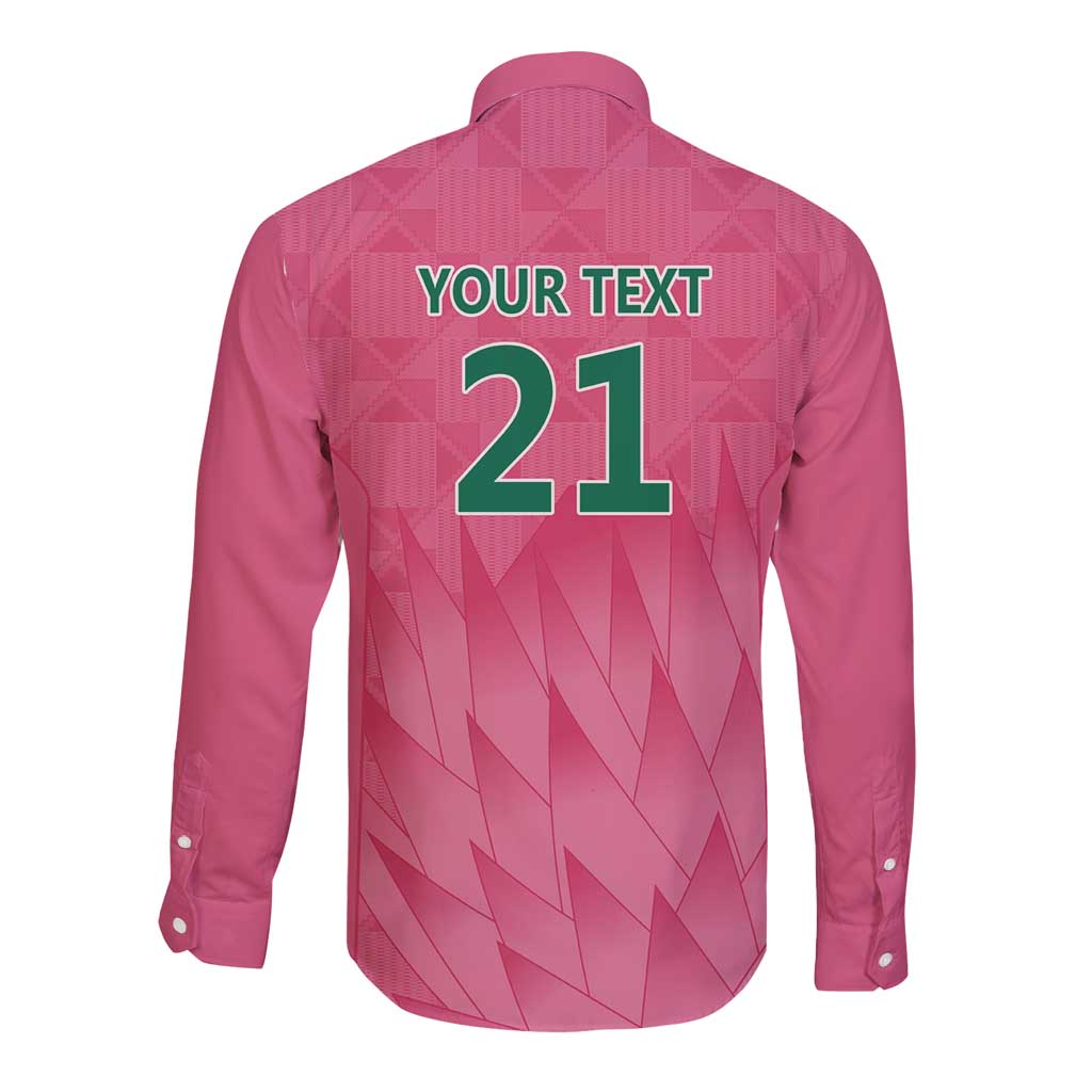 South Africa Cricket Custom Long Sleeve Button Shirt Proteas Pink - Wonder Print Shop