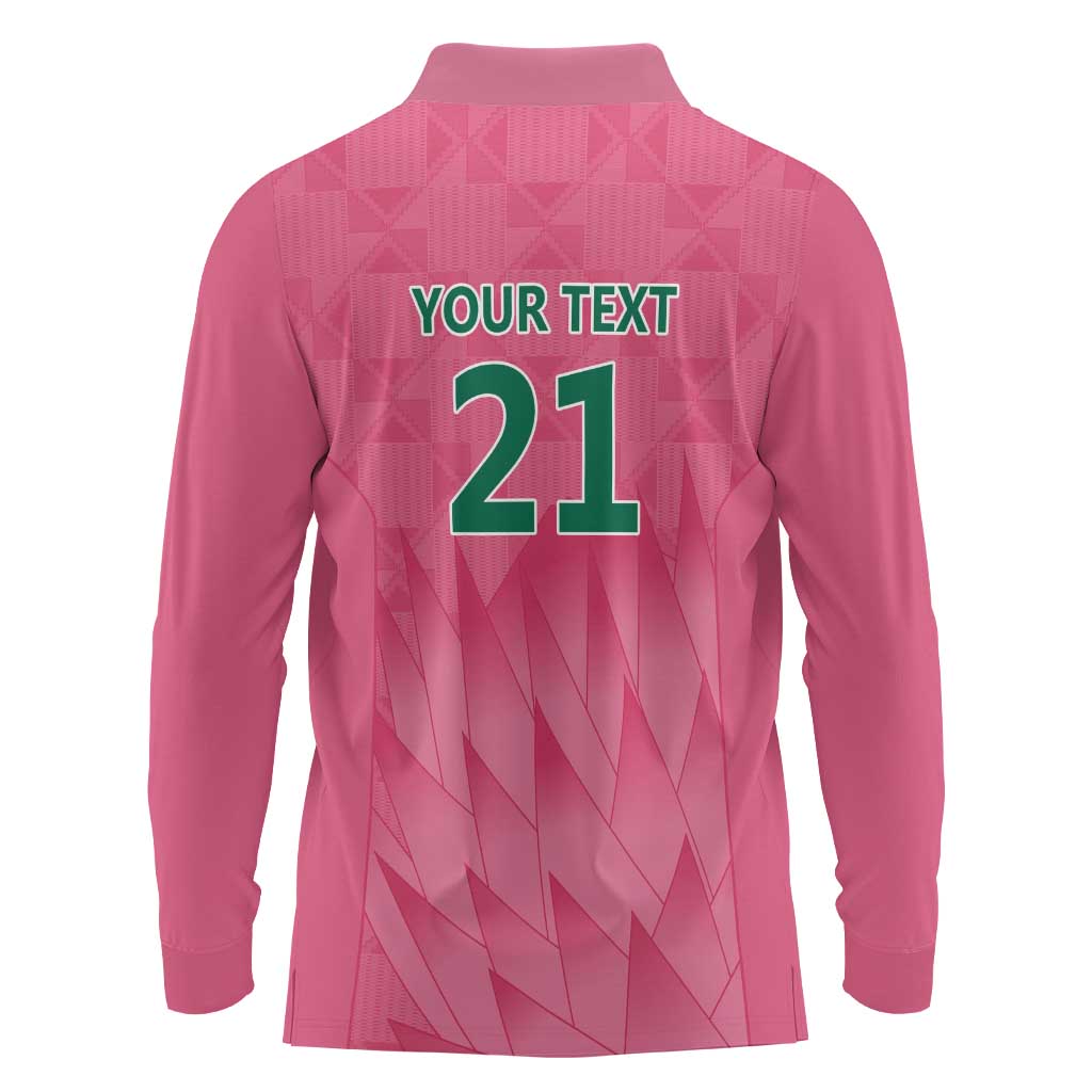 South Africa Cricket Custom Long Sleeve Polo Shirt Proteas Pink - Wonder Print Shop