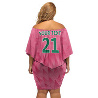 South Africa Cricket Custom Off Shoulder Short Dress Proteas Pink - Wonder Print Shop