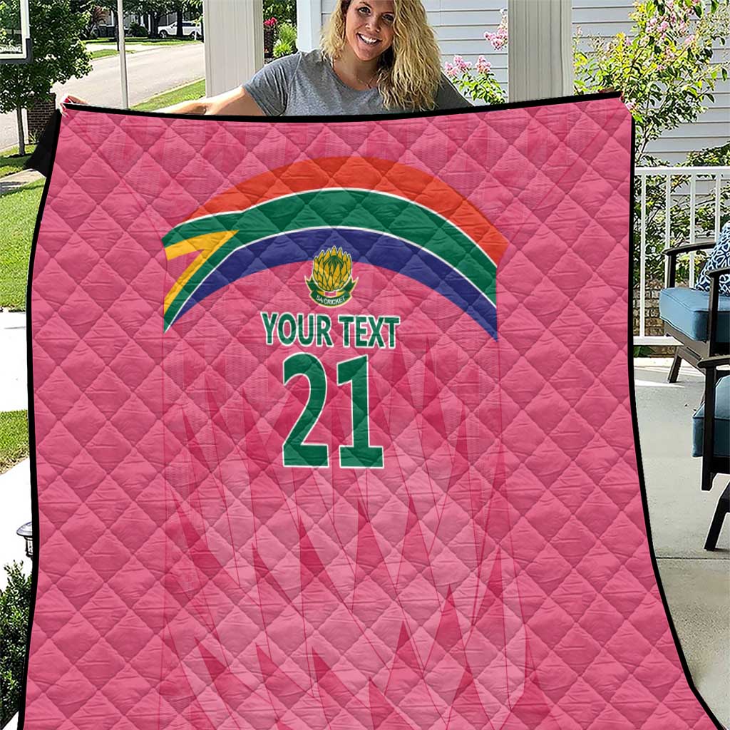 South Africa Cricket Custom Quilt Proteas Pink - Wonder Print Shop