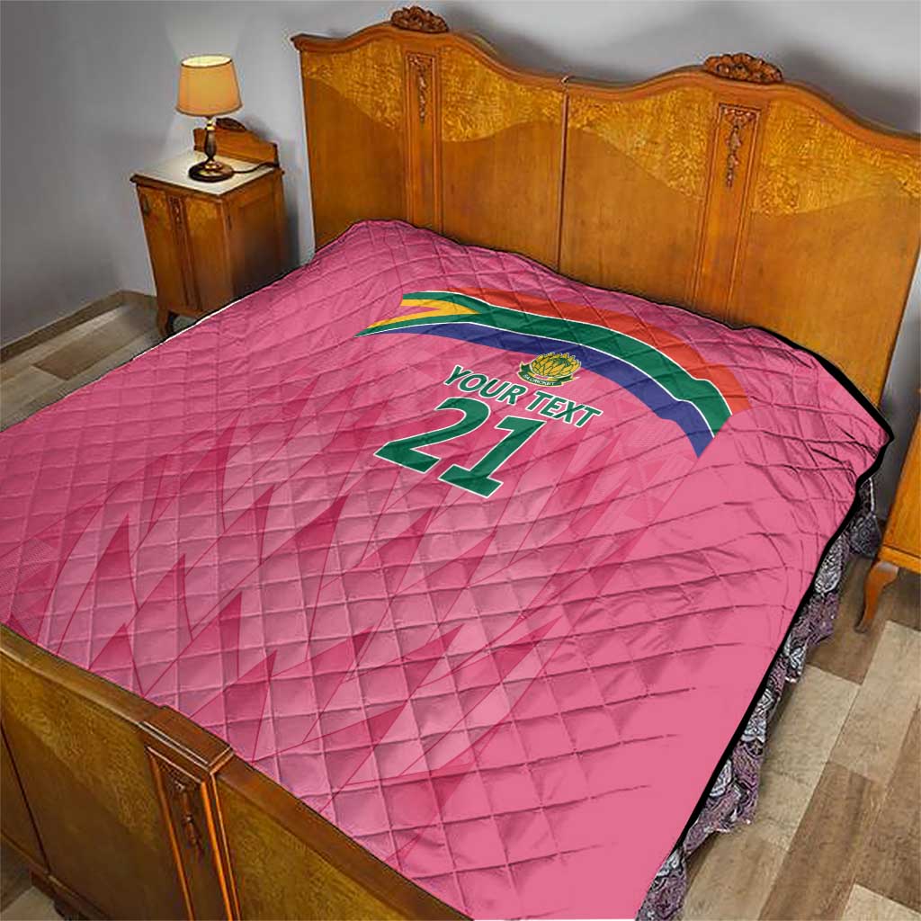 South Africa Cricket Custom Quilt Proteas Pink - Wonder Print Shop