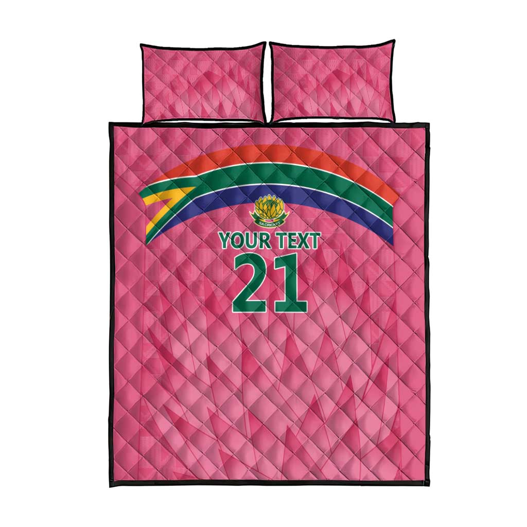 South Africa Cricket Custom Quilt Bed Set Proteas Pink - Wonder Print Shop