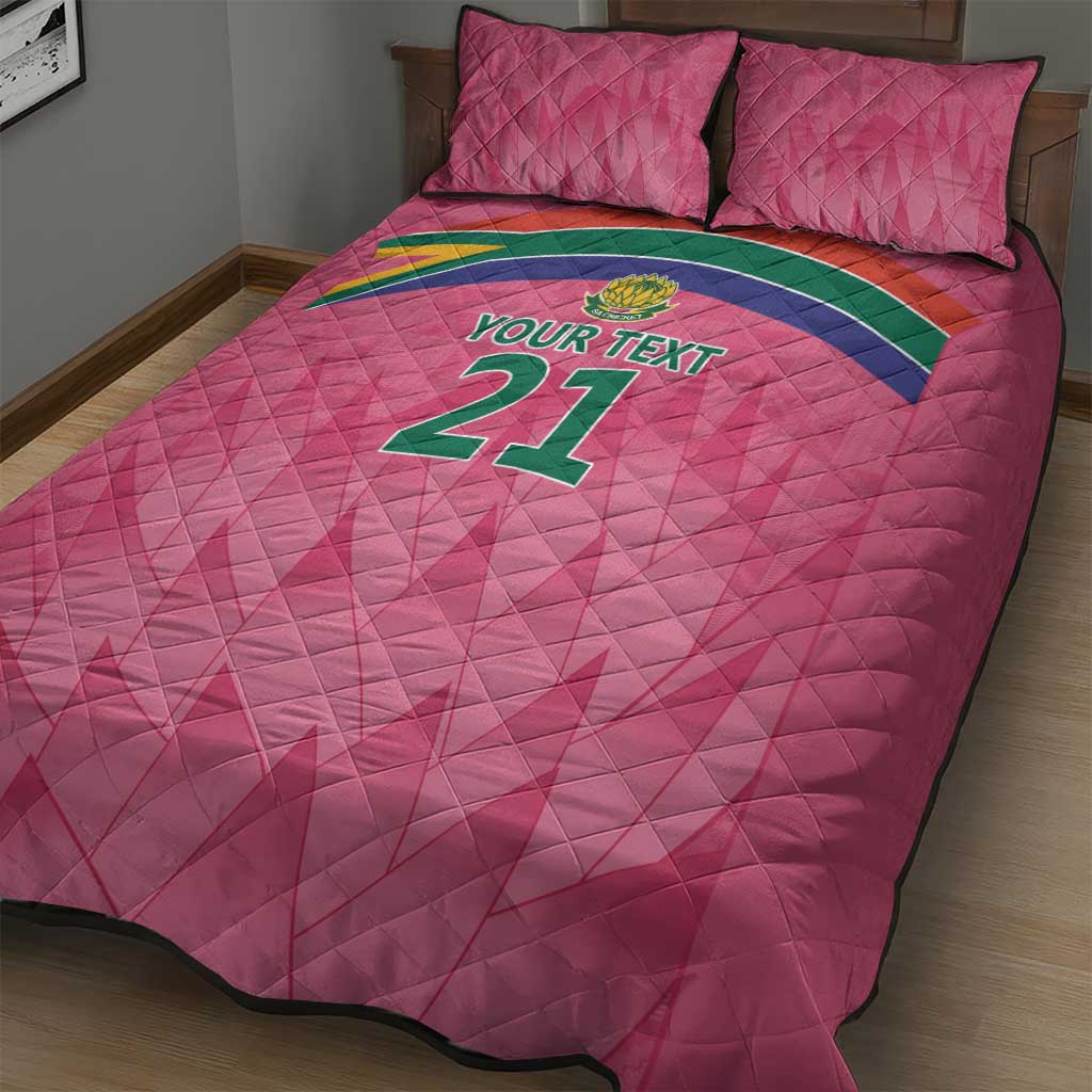 South Africa Cricket Custom Quilt Bed Set Proteas Pink - Wonder Print Shop