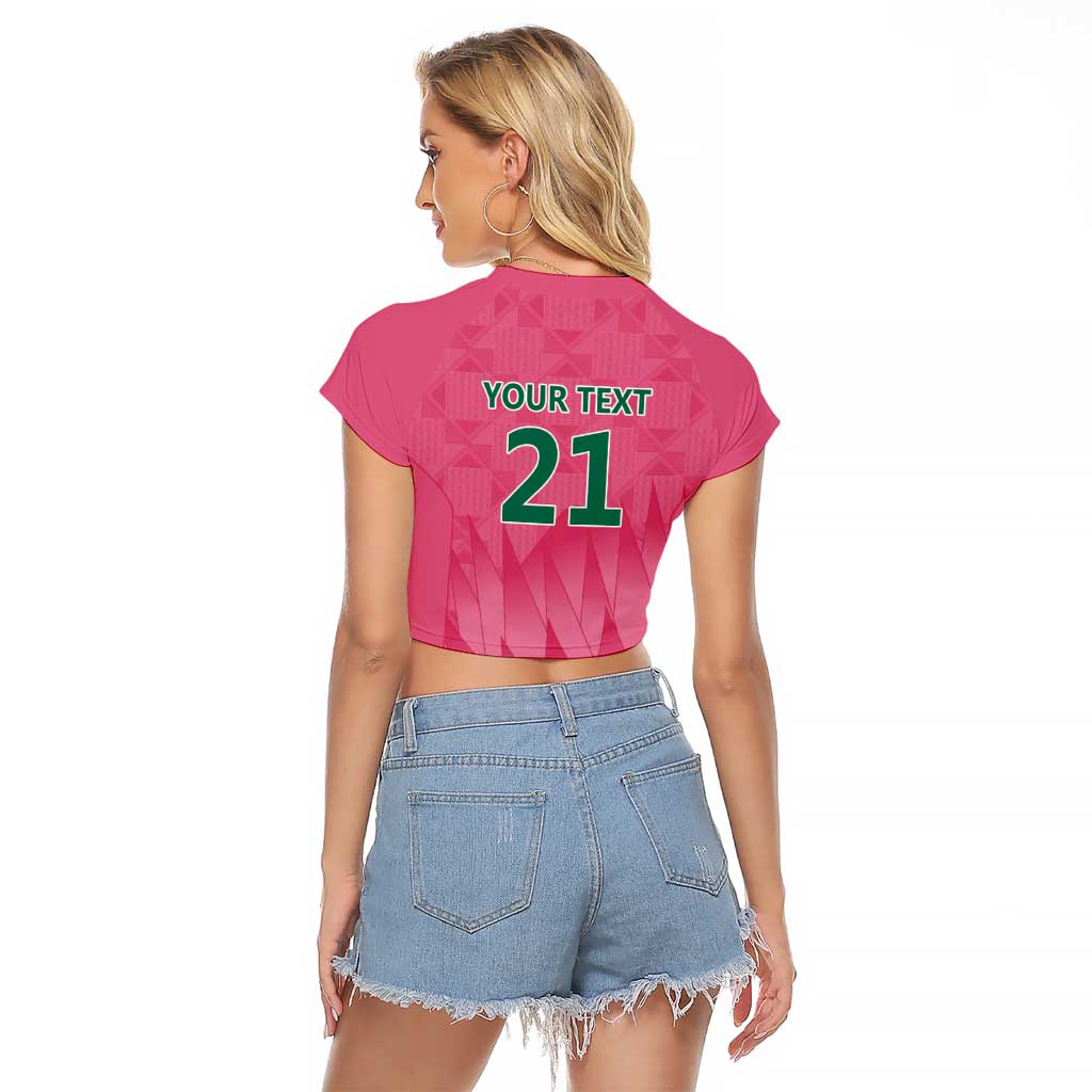 South Africa Cricket Custom Raglan Cropped T Shirt Proteas Pink - Wonder Print Shop
