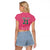 South Africa Cricket Custom Raglan Cropped T Shirt Proteas Pink - Wonder Print Shop