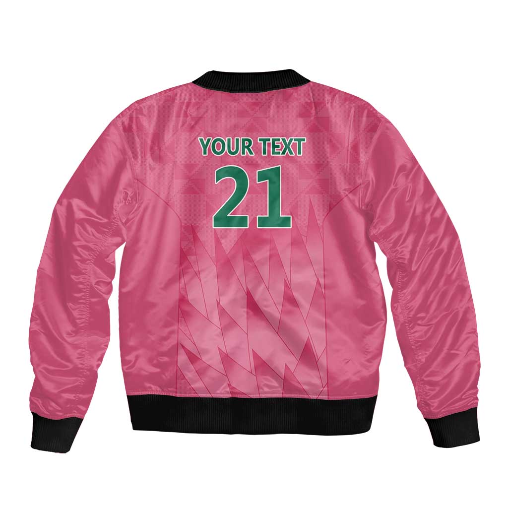 South Africa Cricket Custom Sleeve Zip Bomber Jacket Proteas Pink - Wonder Print Shop