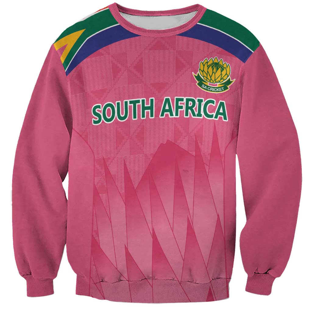 South Africa Cricket Custom Sweatshirt Proteas Pink - Wonder Print Shop
