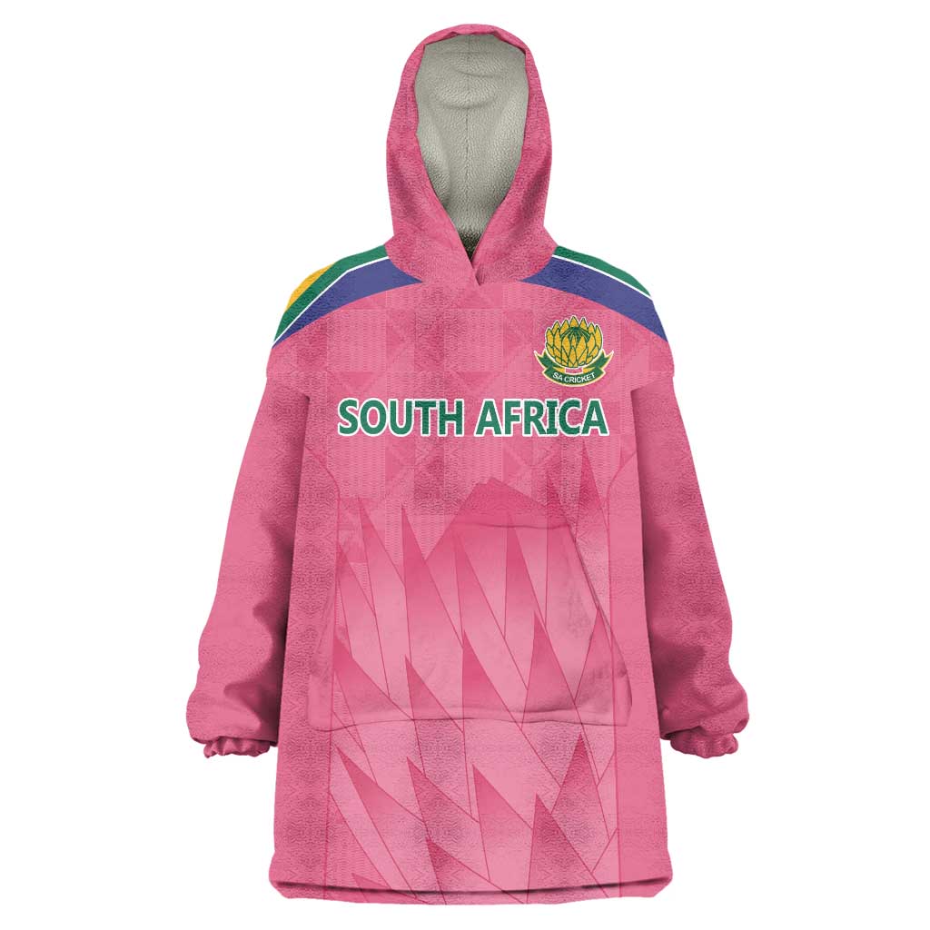 South Africa Cricket Custom Wearable Blanket Hoodie Proteas Pink - Wonder Print Shop