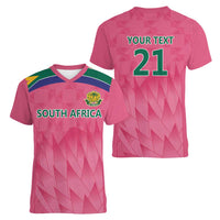 South Africa Cricket Custom Women V-Neck T-Shirt Proteas Pink - Wonder Print Shop