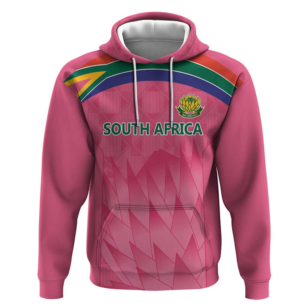 South Africa Cricket Custom Zip Hoodie Proteas Pink - Wonder Print Shop