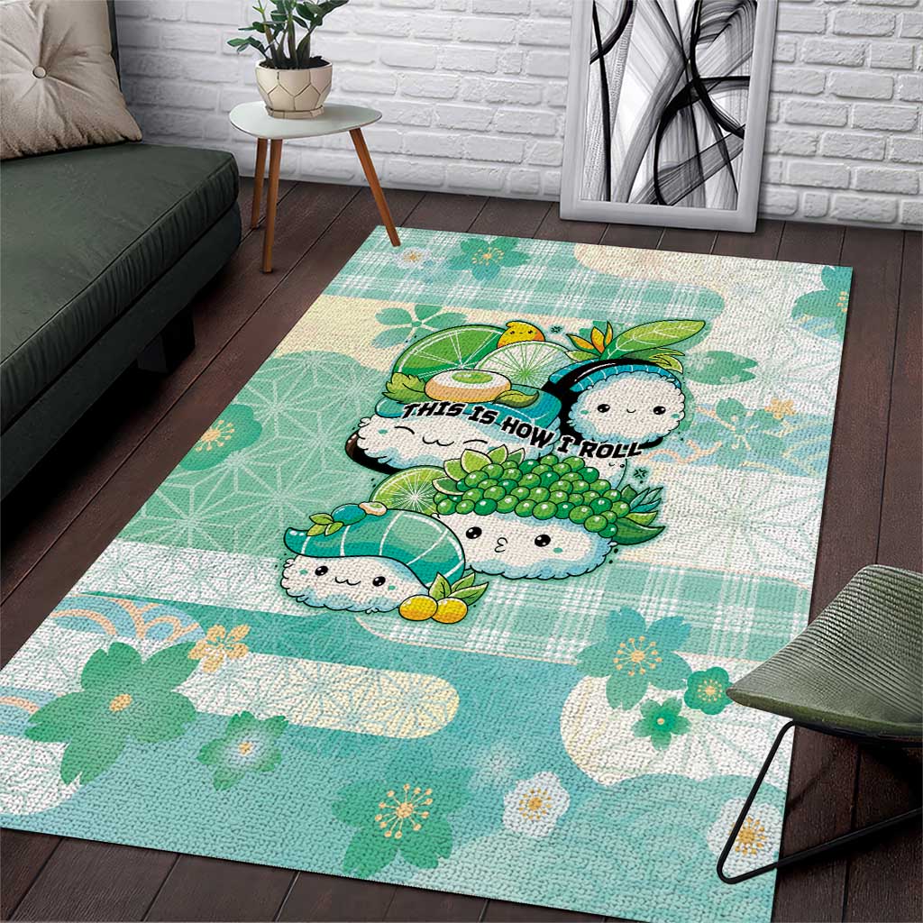 Japanese Kawaii Sushi Area Rug Green Wagara Palaka This Is How I Roll - Wonder Print Shop