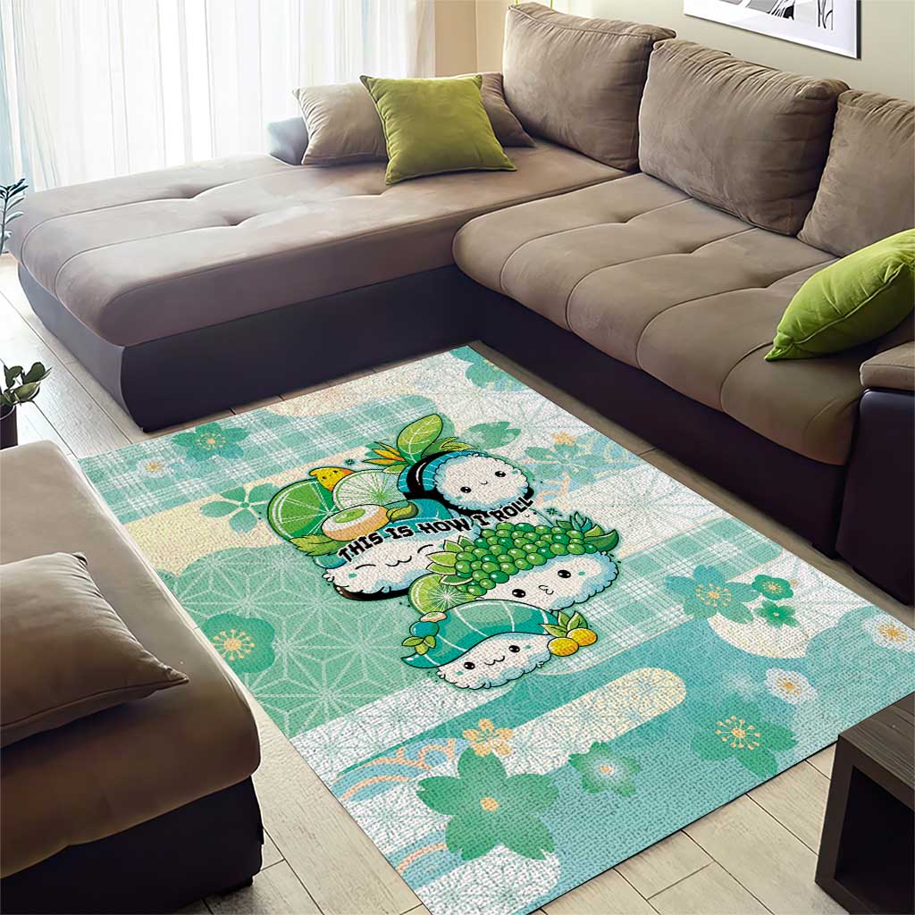 Japanese Kawaii Sushi Area Rug Green Wagara Palaka This Is How I Roll - Wonder Print Shop