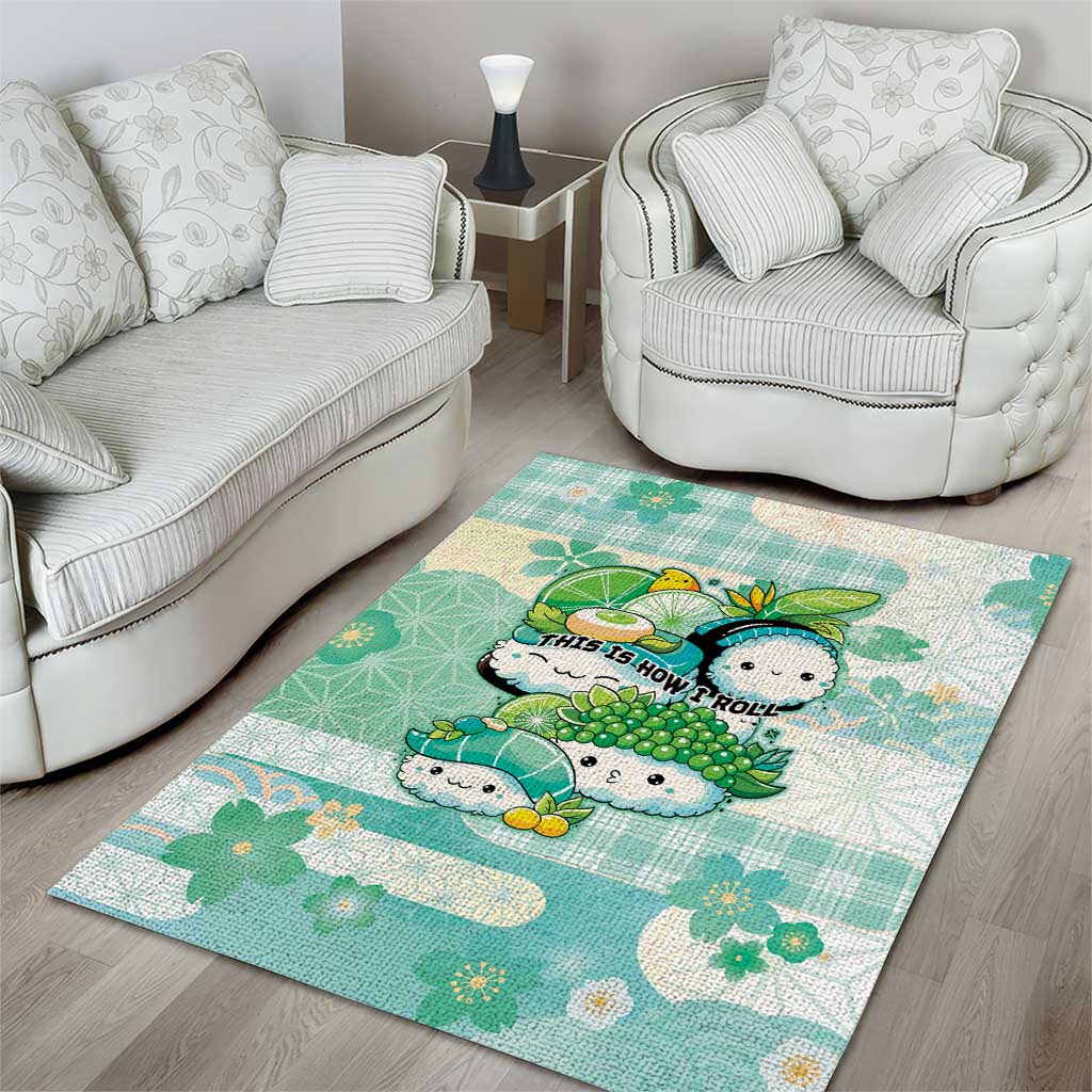 Japanese Kawaii Sushi Area Rug Green Wagara Palaka This Is How I Roll - Wonder Print Shop