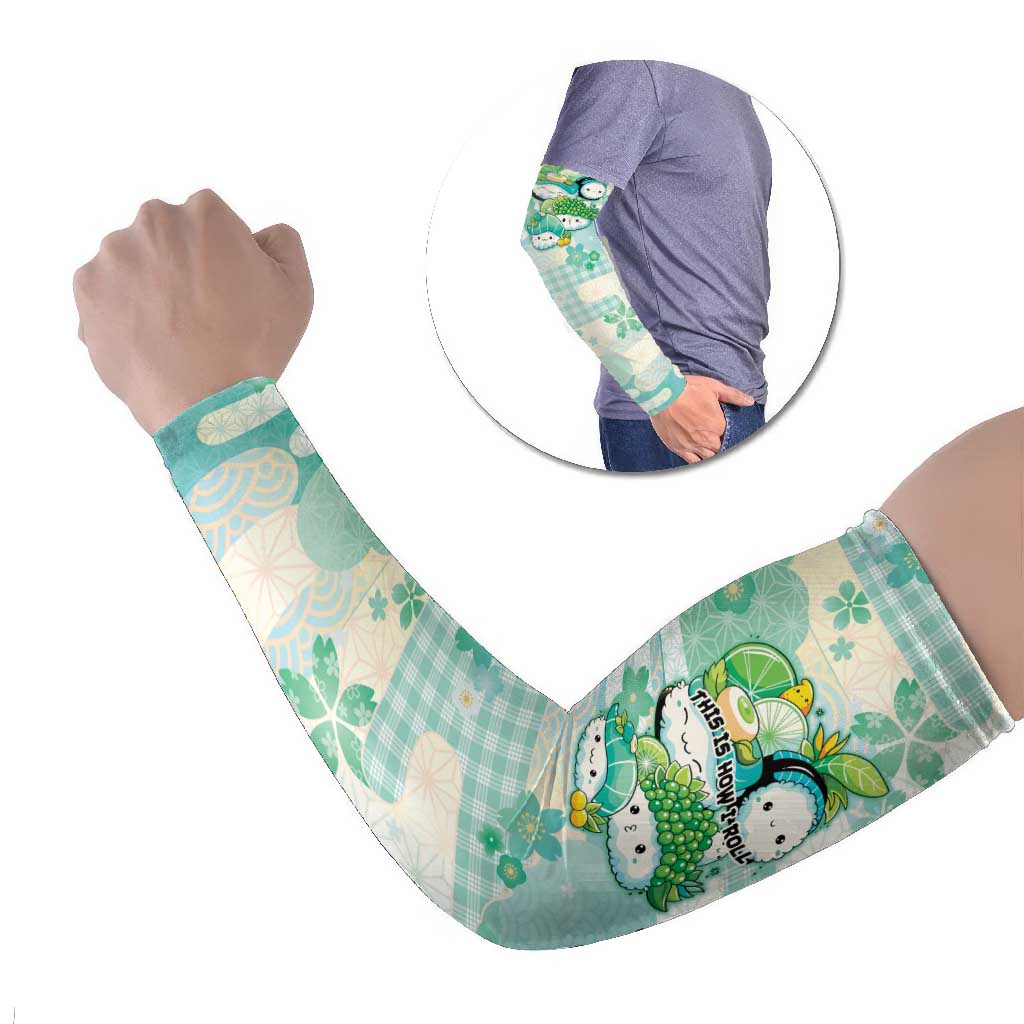 Personalized Japanese Kawaii Sushi Arm Sleeves Green Wagara Palaka This Is How I Roll - Wonder Print Shop