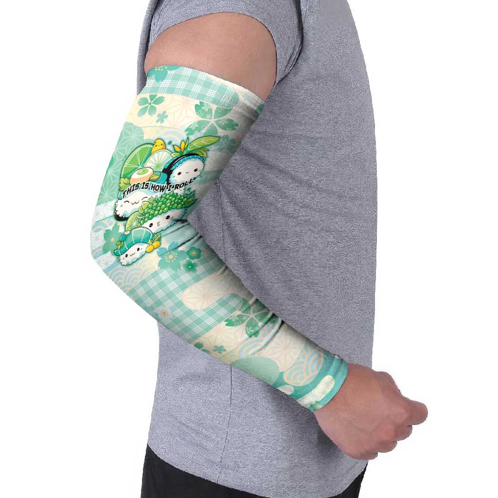 Personalized Japanese Kawaii Sushi Arm Sleeves Green Wagara Palaka This Is How I Roll - Wonder Print Shop