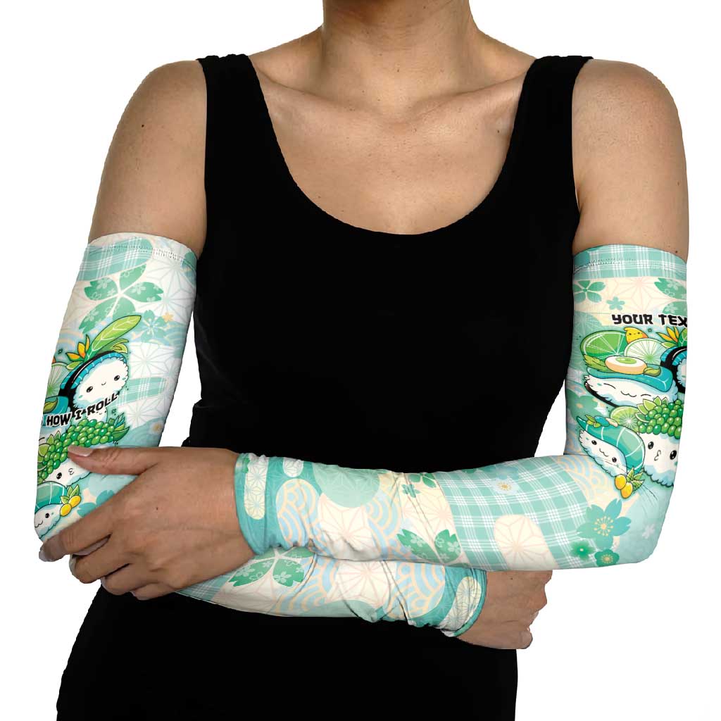 Personalized Japanese Kawaii Sushi Arm Sleeves Green Wagara Palaka This Is How I Roll - Wonder Print Shop