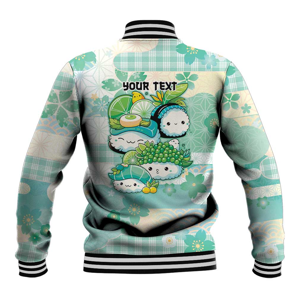 Personalized Japanese Kawaii Sushi Baseball Jacket Green Wagara Palaka This Is How I Roll - Wonder Print Shop