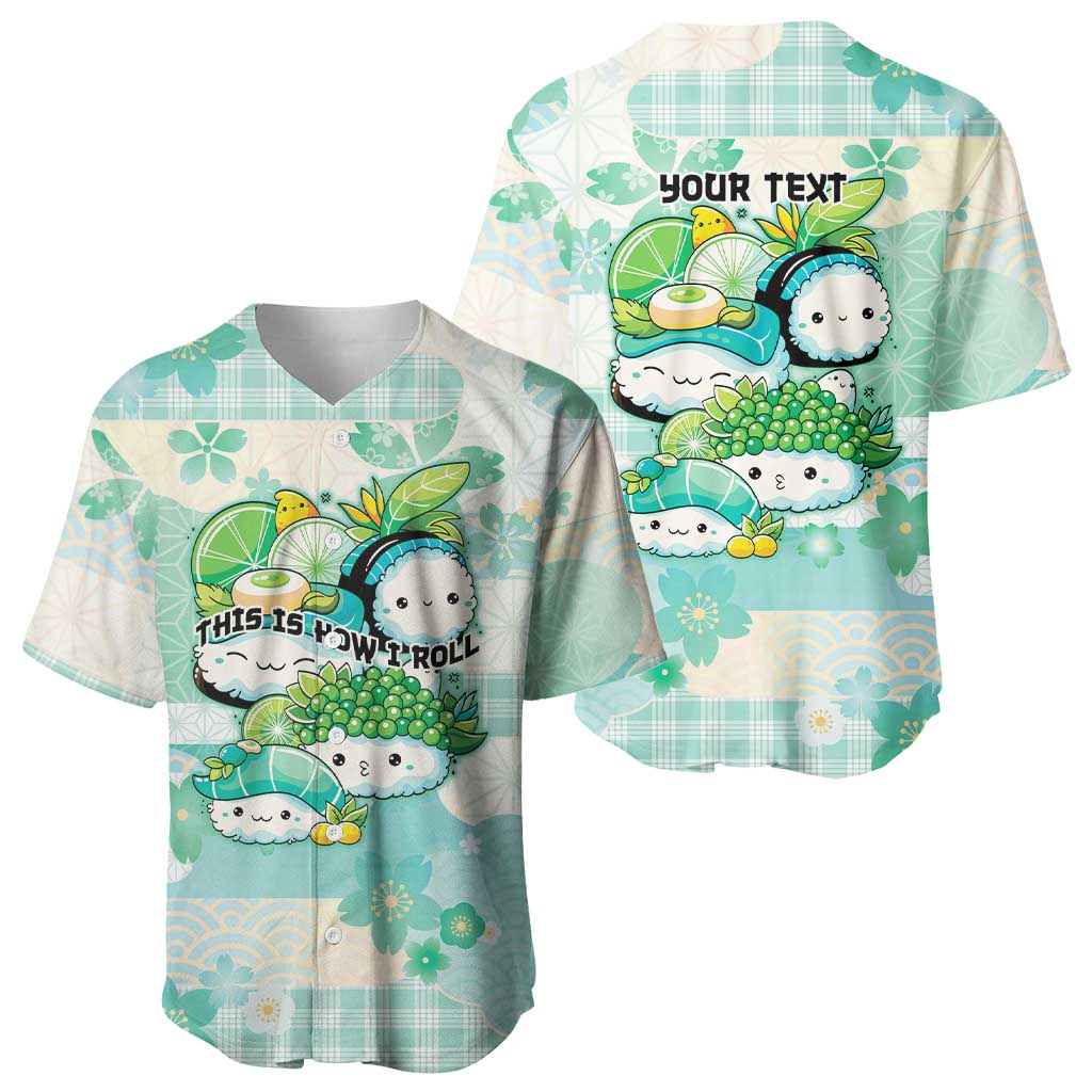Personalized Japanese Kawaii Sushi Baseball Jersey Green Wagara Palaka This Is How I Roll - Wonder Print Shop