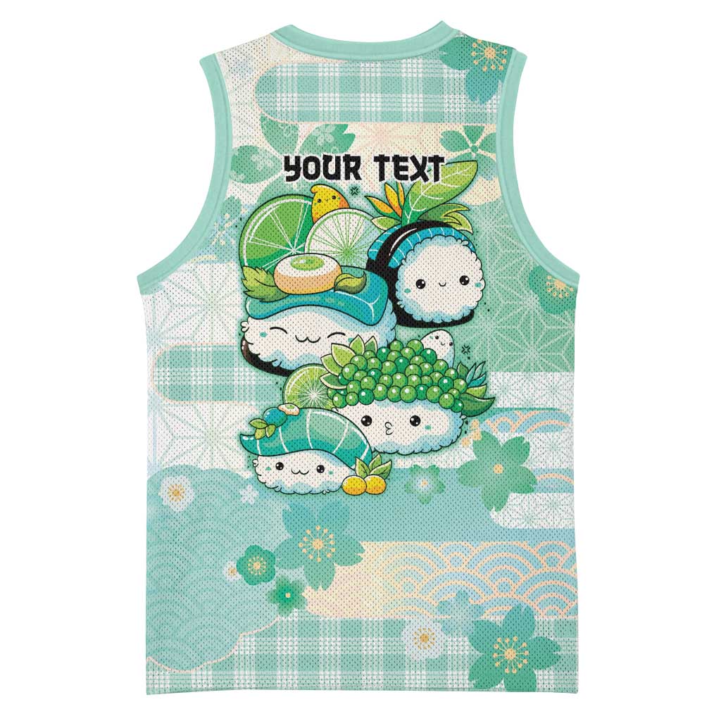 Personalized Japanese Kawaii Sushi Basketball Jersey Green Wagara Palaka This Is How I Roll - Wonder Print Shop