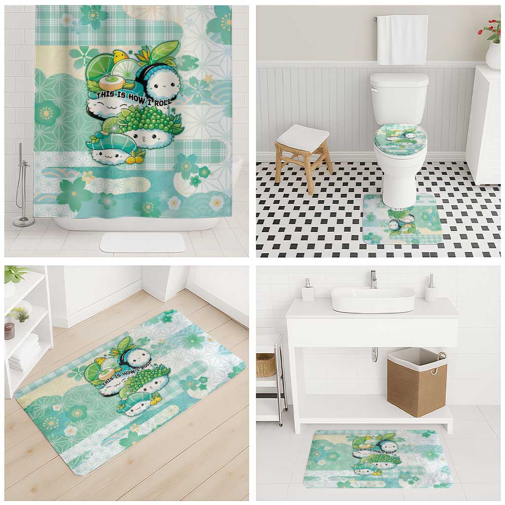 Japanese Kawaii Sushi Bathroom Set Green Wagara Palaka This Is How I Roll - Wonder Print Shop
