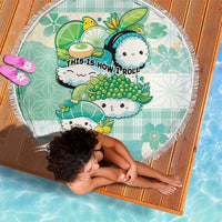 Japanese Kawaii Sushi Beach Blanket Green Wagara Palaka This Is How I Roll - Wonder Print Shop