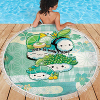 Japanese Kawaii Sushi Beach Blanket Green Wagara Palaka This Is How I Roll - Wonder Print Shop