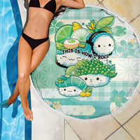 Japanese Kawaii Sushi Beach Blanket Green Wagara Palaka This Is How I Roll - Wonder Print Shop