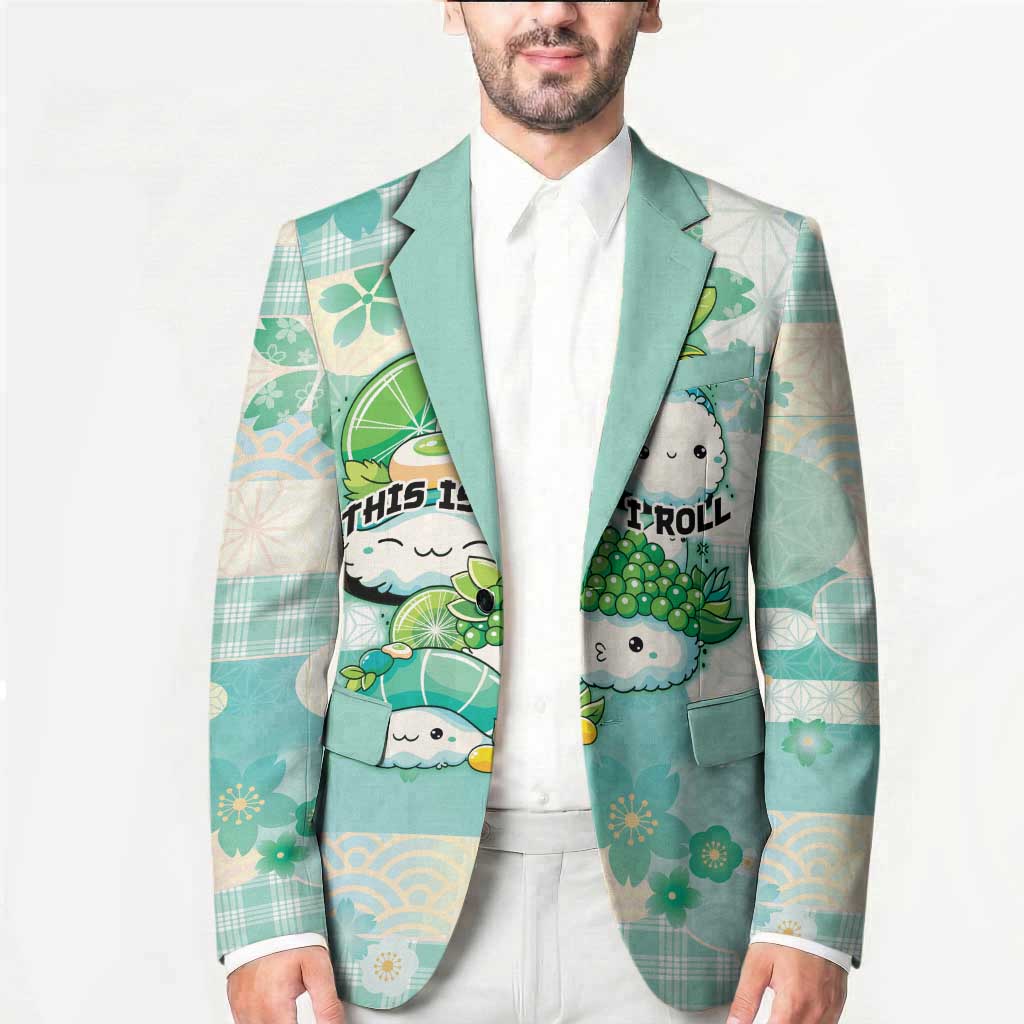 Personalized Japanese Kawaii Sushi Blazer Green Wagara Palaka This Is How I Roll - Wonder Print Shop
